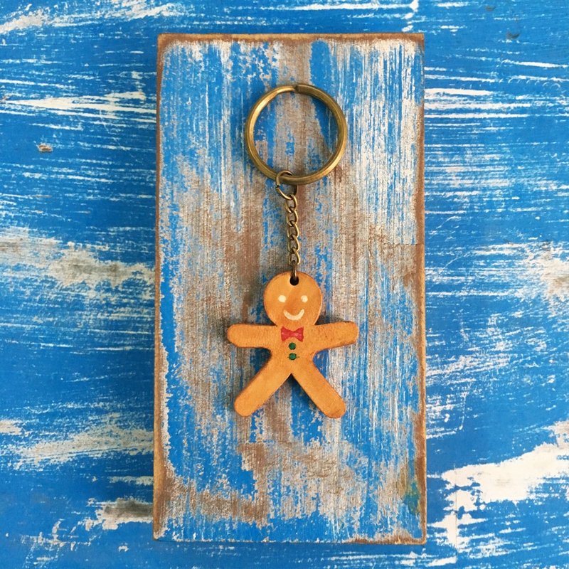 Christmas strap / key ring _ Gingerbread Man - Keychains - Genuine Leather 