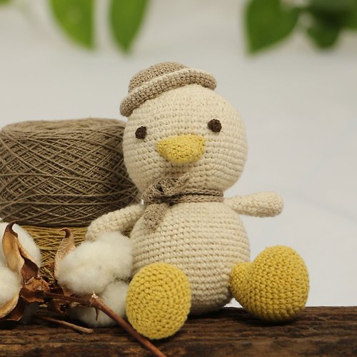 ChiangmaiCotton Natural Dyed Cotton Crochet Doll, Duck, White, Natural