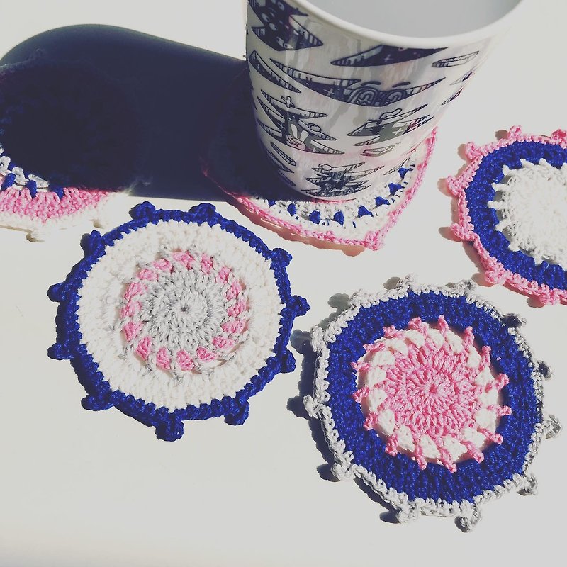Crochet Coaster Set Christmas Gift Exchange Gift New Year Gift Office Gift - Coasters - Cotton & Hemp Multicolor