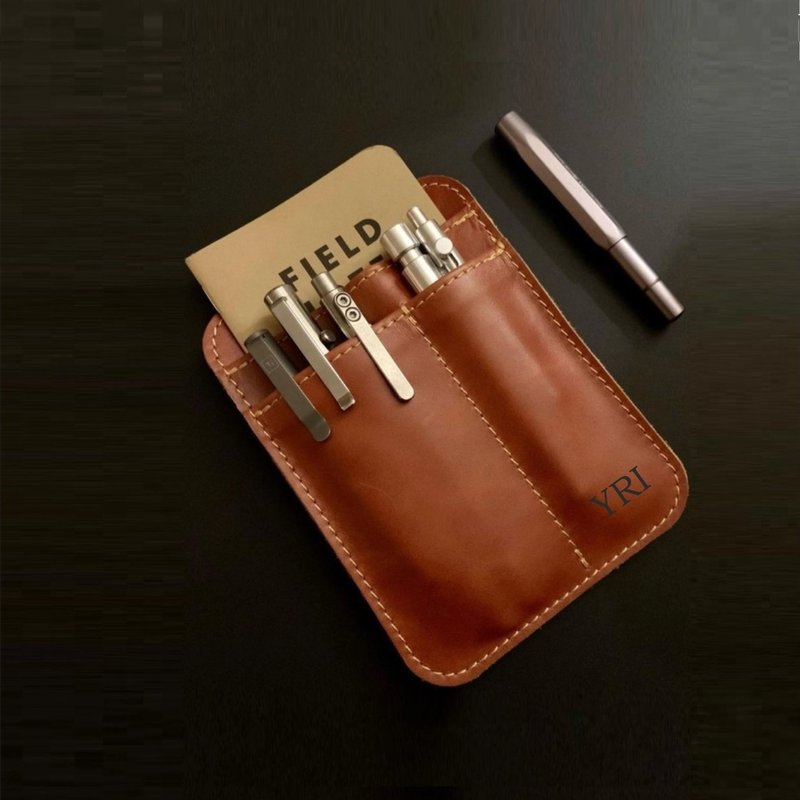 Personalized leather EDC pocket organizer, leather pocket holder, travel pouch - 皮夾/長短夾/錢包 - 真皮 多色