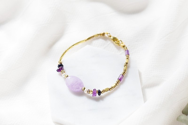 [Classic Series] Gemstone amethyst bracelet Bronze design - Bracelets - Gemstone Purple