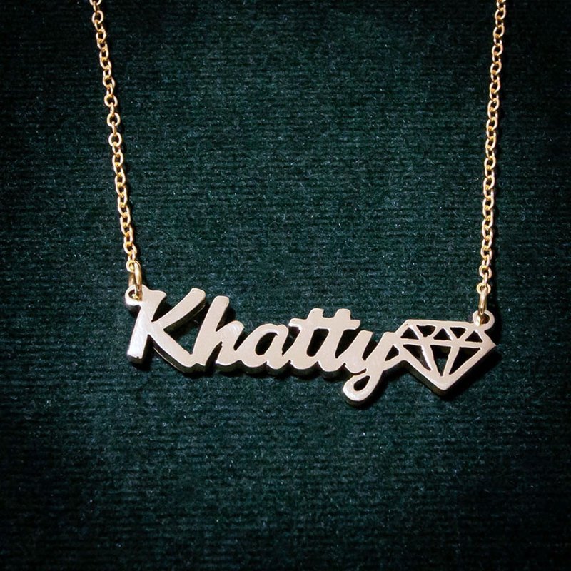Made to order - Customize name necklace with diamond - 項鍊 - 銅/黃銅 