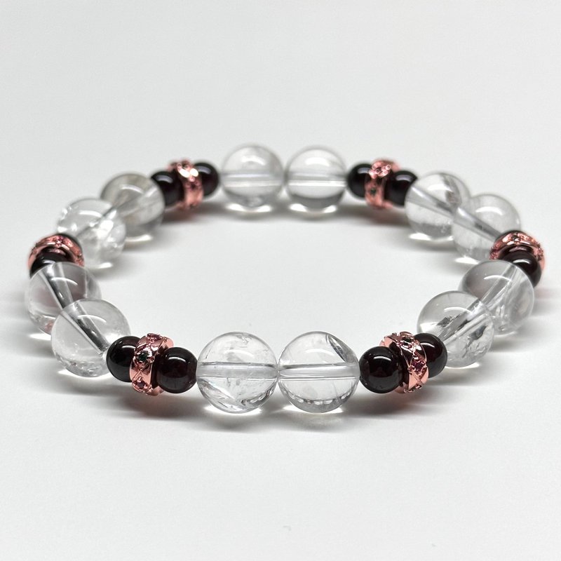 [Ice Beard] White Crystal Stone Rose Alloy Natural Crystal Bracelet - สร้อยข้อมือ - เครื่องประดับพลอย ขาว