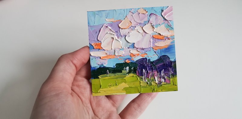 Sky Guan Painting 油畫原作 Original Art 手工油畫 Clouds 油畫 掛畫 Oil Painting by Verafe - 海報/掛畫/掛布 - 壓克力 藍色