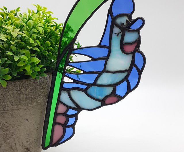 ステンドグラス キャタピラー オーナメント ワンダーランド 植木鉢 インテリア サンキャッチャー - ショップ InariGlassStudio  観葉植物 - Pinkoi