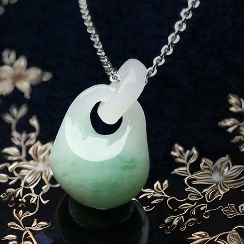 瓔珞珠寶盒 E.L.Jewelry Box 飄綠花翡翠福袋項鍊 | 天然緬甸玉翡翠A貨