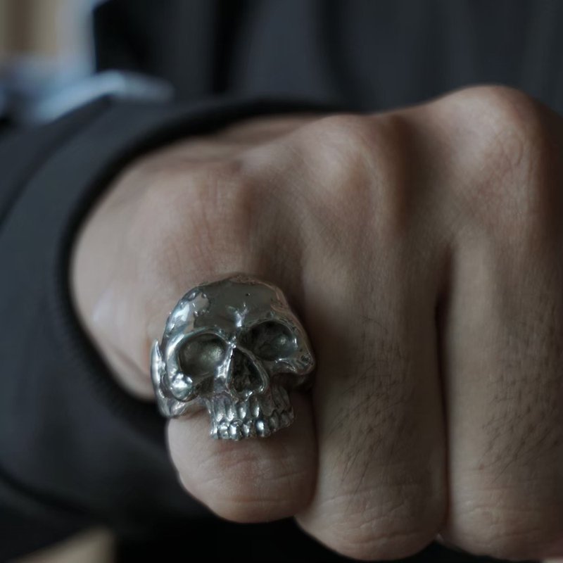 Memento Mori skull gothic ring Jewelry heavy metal black biker handmade Pirate - General Rings - Other Metals Silver