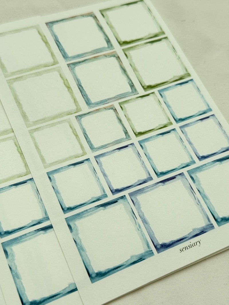 sensiary Watercolor green blue pink orange label paper 10sheets - 卡片/明信片 - 紙 
