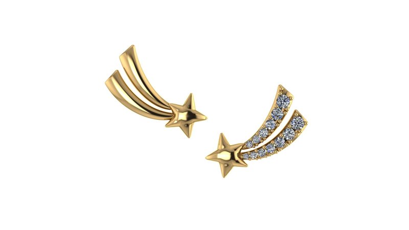法國官方授權 Le Petit Prince 小王子 流星 耳環 - 耳環/耳夾/耳骨夾 - 純銀 金色