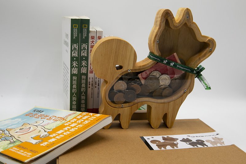 叮噹柴木質存錢筒 柴犬迷居家裝飾必備 精裝送禮 - 存錢筒 - 木頭 