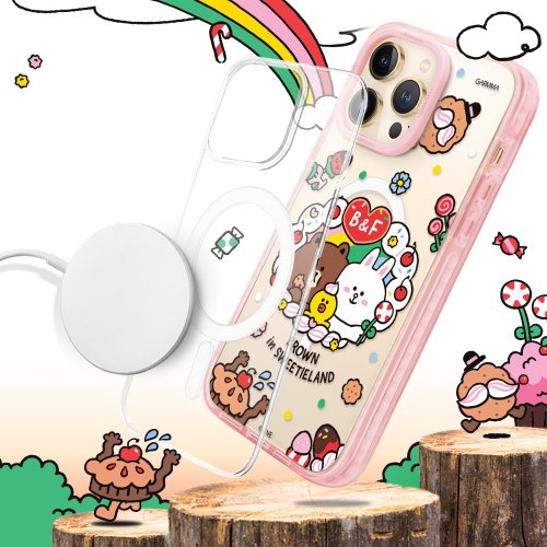 永橙.GARMMA-三麗鷗/吉伊卡哇/貓福珊迪/蠟筆小新正式授權商 GARMMA LINE FRIENDS iPhone 14系列 磁吸款保護殼 糖果夥伴們