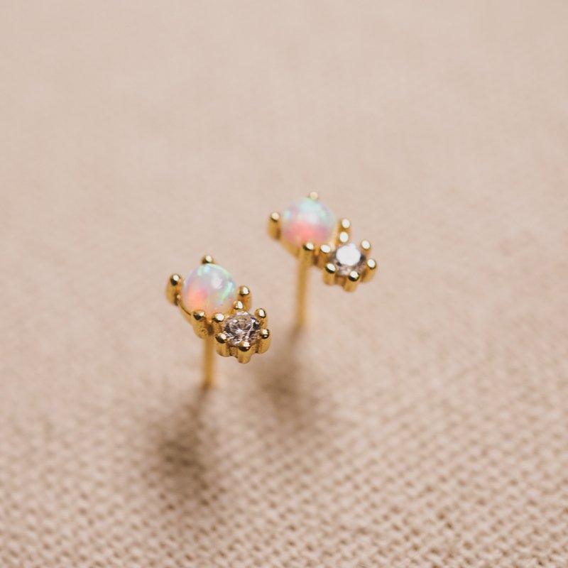 Mini Opal and Bling Studs - Earrings & Clip-ons - Gemstone Multicolor