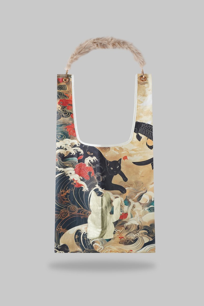 RETRO LUCKY CAT 招財貓特別版 Toby Bag - 側背包/斜背包 - 尼龍 卡其色