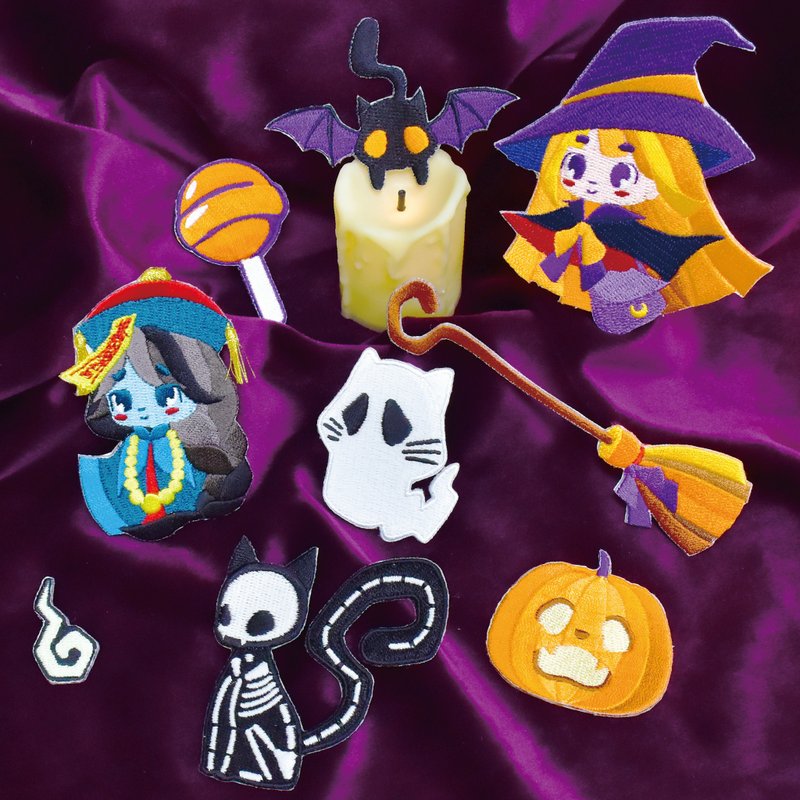 【Embroidery Stickers】Halloween Series | Halloween | Funny | Skeleton | Cat - Stickers - Thread 