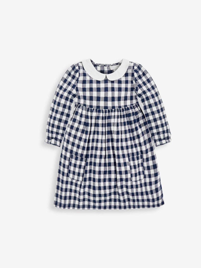 經典英倫 貴族氣習 藍白方格 圓領小洋裝。 - 男/女童禮服 - 棉．麻 銀色