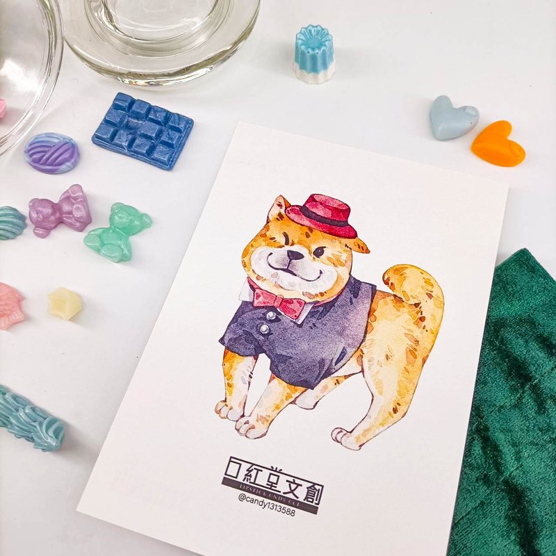 KR474_口紅堂明信片_柴犬11_candy1313588 postcard - 卡片/明信片 - 紙 多色