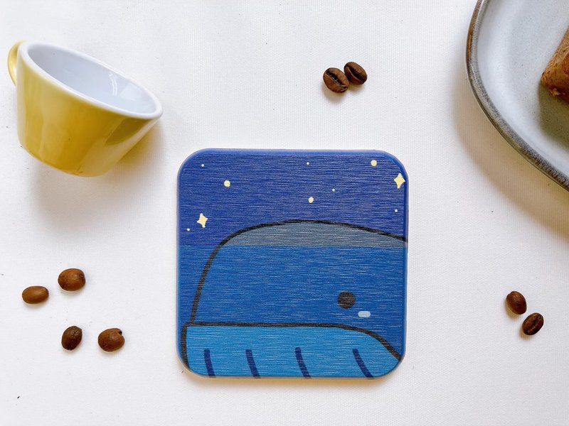 【Healing Diatomaceous Earth Coaster】Whale - Coasters - Other Materials Blue