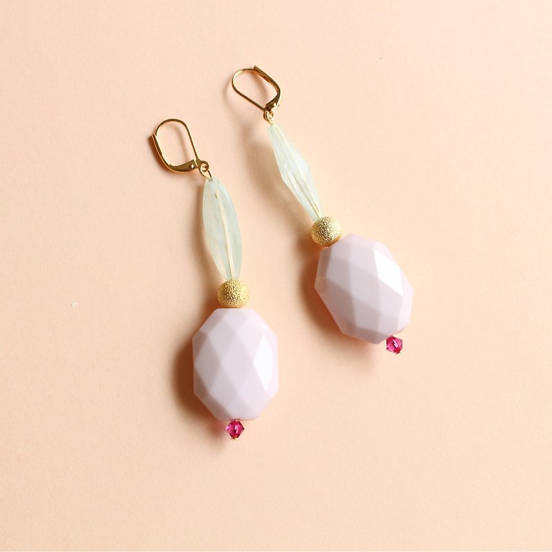 Stick Earring Diamond Beads - Earrings & Clip-ons - Plastic Pink