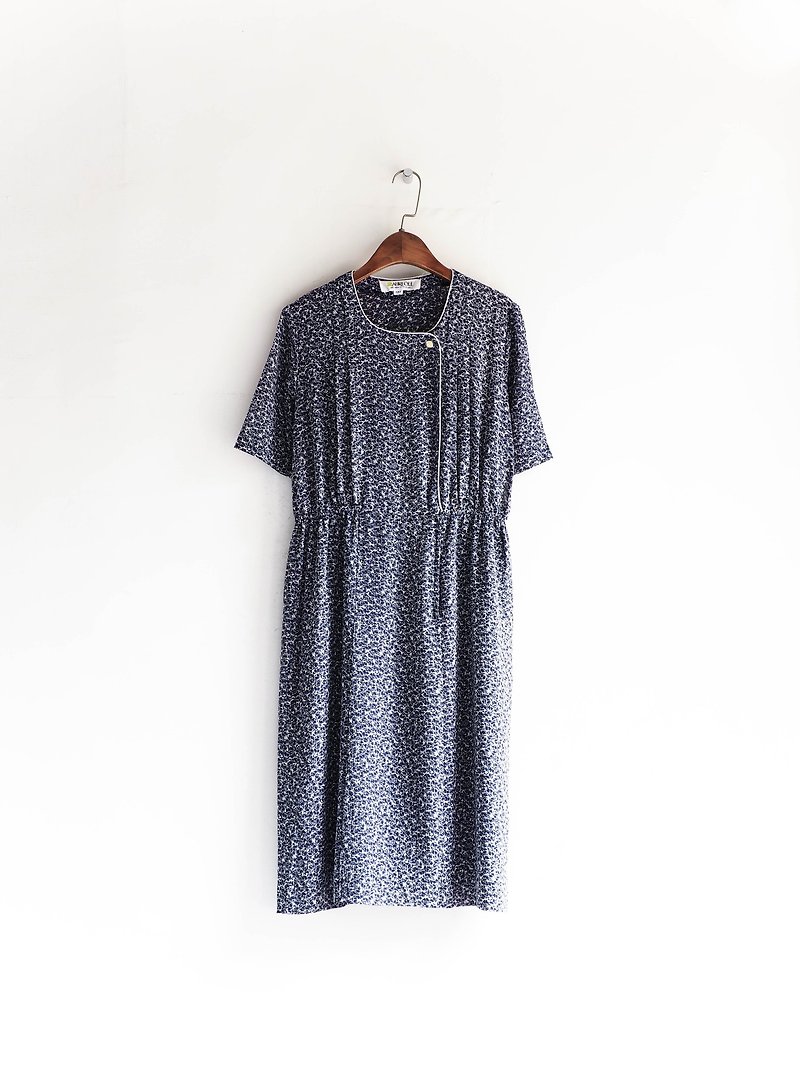 River water - Kagawa black and blue water ripple classic woman antique dress silk dress overalls oversize vintage dress - One Piece Dresses - Polyester Blue