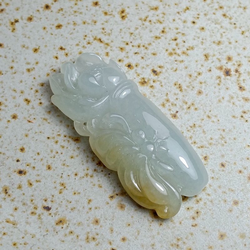 J0221天然翡翠A貨 . 冰糯黃翡蝶戀花.愛情順利.掛飾. - 擺飾/家飾品 - 玉石 