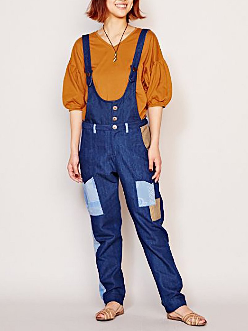 Pre-ordered denim stitching suspenders (two colors) IRR-7103 - Women's Pants - Other Materials Multicolor