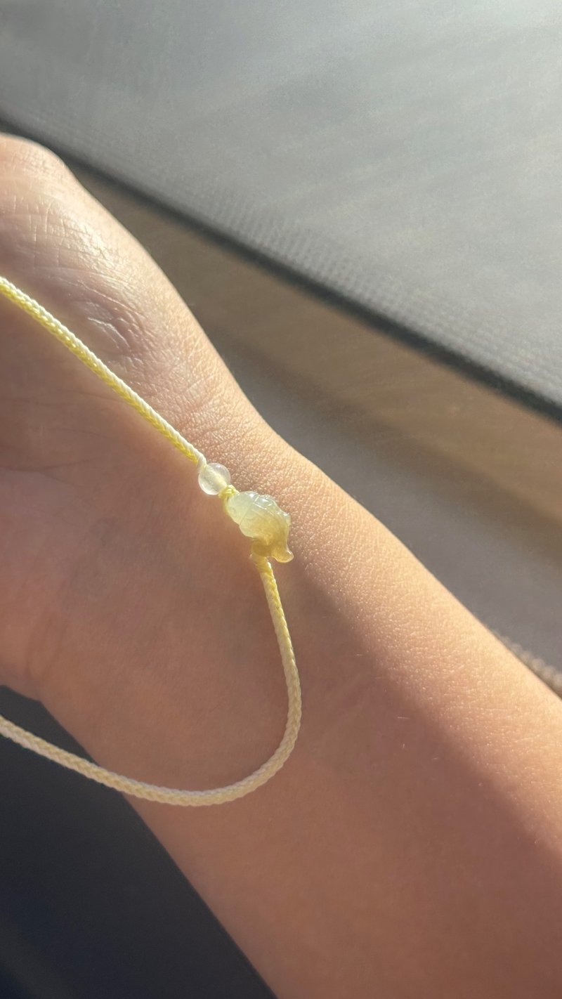 寶淇 -  橙黃錦鯉泡泡手繩- 天然A貨翡翠 - 手鍊/手環 - 玉石 黃色