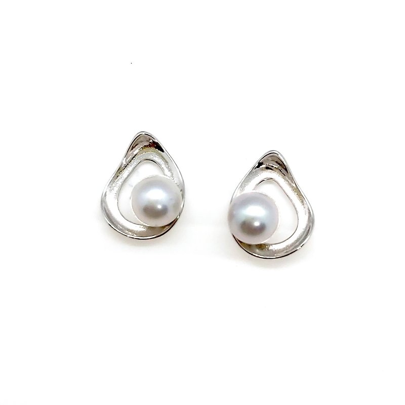 Water drop sea water really much Linen pearl sterling silver earrings - ต่างหู - ไข่มุก 