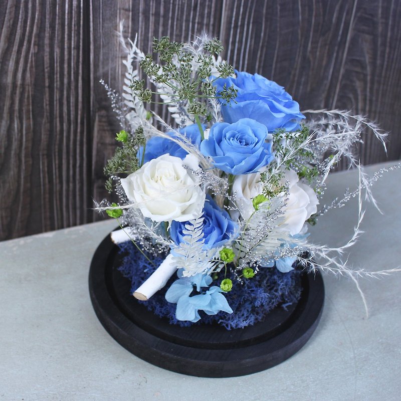 Custom-made eternal flower glass cover/flying glass cover with dreams/without flower gift/dry flower/rose - Dried Flowers & Bouquets - Plants & Flowers Blue