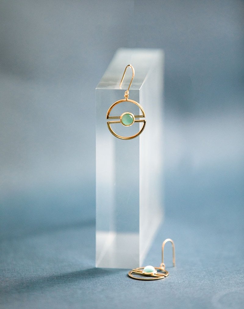 Opal earring abstract fortune eardrop gold - plated blue earring smart round tem - Earrings & Clip-ons - Precious Metals 