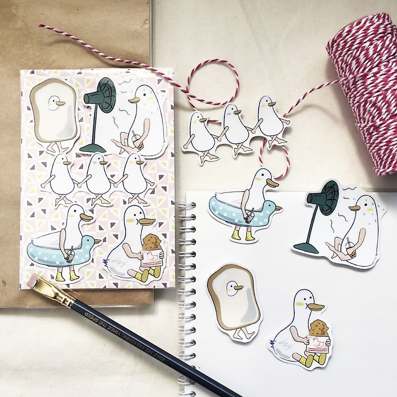Duck Man Frosted Waterproof Sticker Set Vol.1 A set of 5 sheets - Stickers - Paper Multicolor