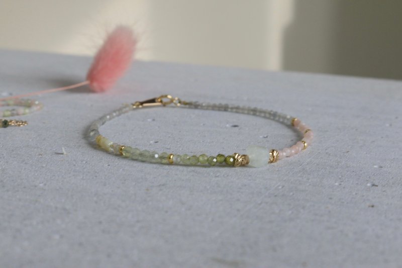 Brass bracelet 0340-little different - Bracelets - Semi-Precious Stones Pink