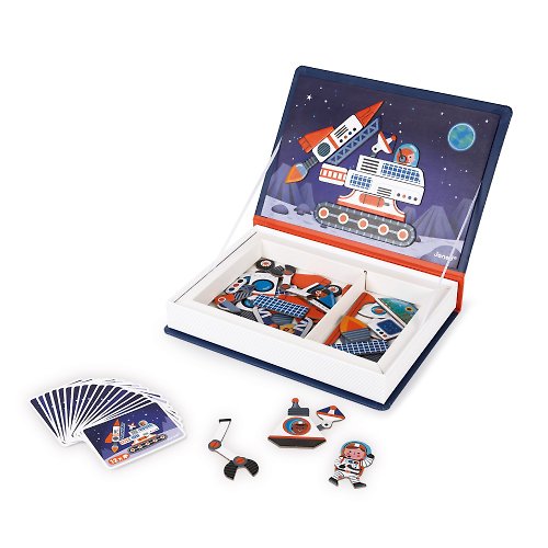 童趣生活館 法國Janod 磁鐵遊戲書-太空探險