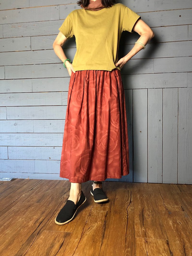 Women cotton Linen dress brick color - กระโปรง - ผ้าฝ้าย/ผ้าลินิน สีแดง