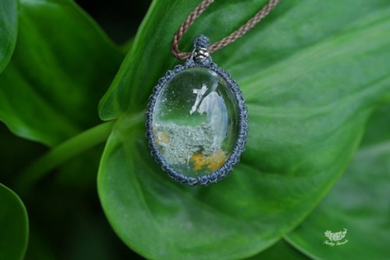 Green Island Chlorite Garden Quartz Macrame Necklace 1315 - Necklaces - Stone 