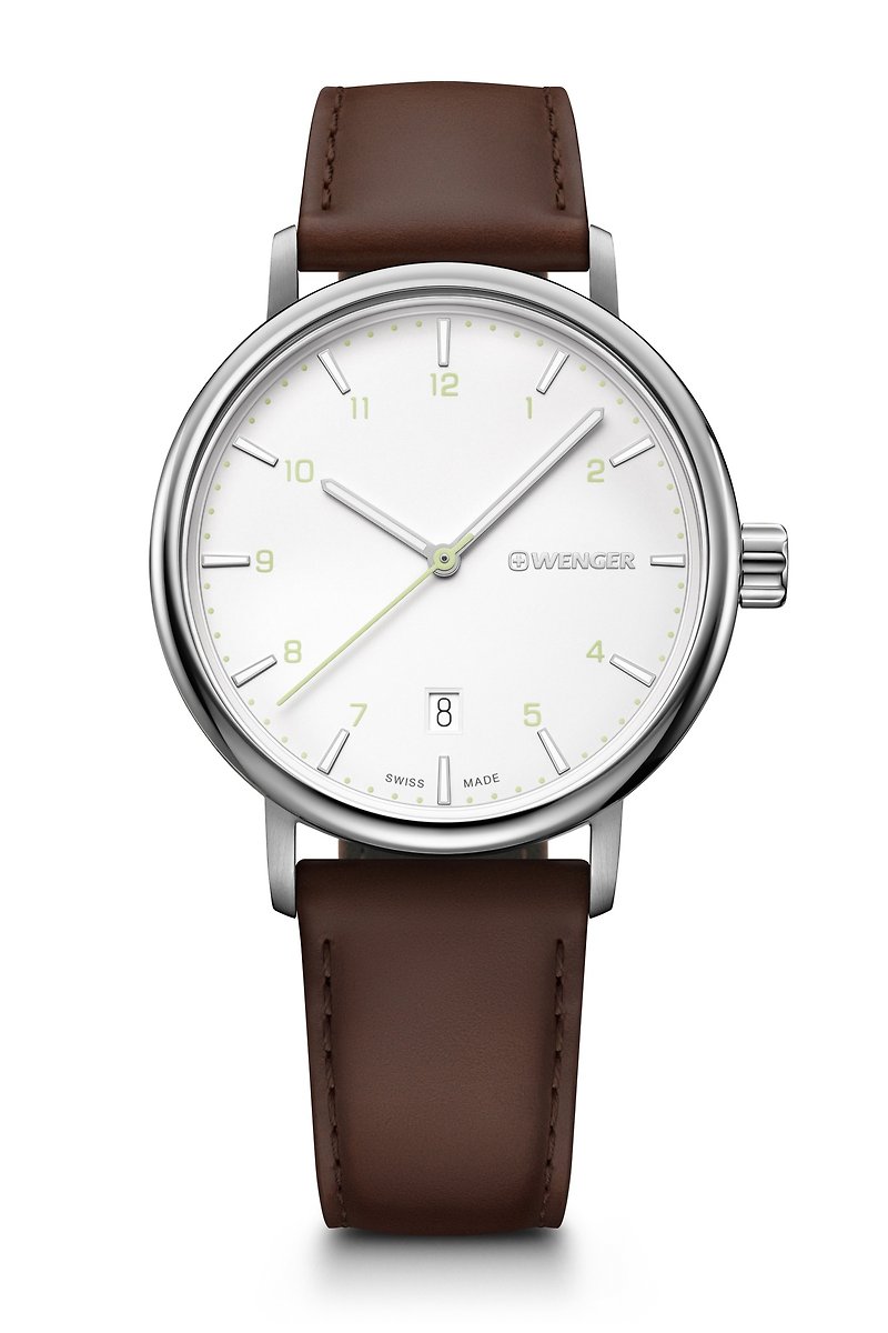 スイスウェンガーアーバンクラシッククラシックメトロポリスファッションウォッチ - 腕時計 ユニセックス - ステンレススチール ホワイト