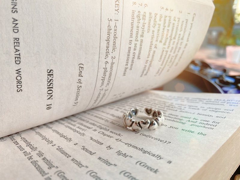 925 sterling silver super cute little love ring open ring - แหวนทั่วไป - เงินแท้ สีเงิน