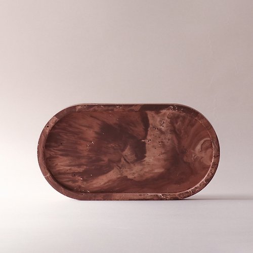 拾石 Jesmonite英國礦石樹脂/置物盤 - 巧克力大理石紋