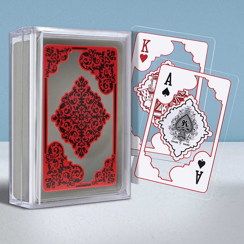 [ROYAL Leyou] Transparent Crystal Chinese Classical Playing Cards-Red - บอร์ดเกม - พลาสติก หลากหลายสี