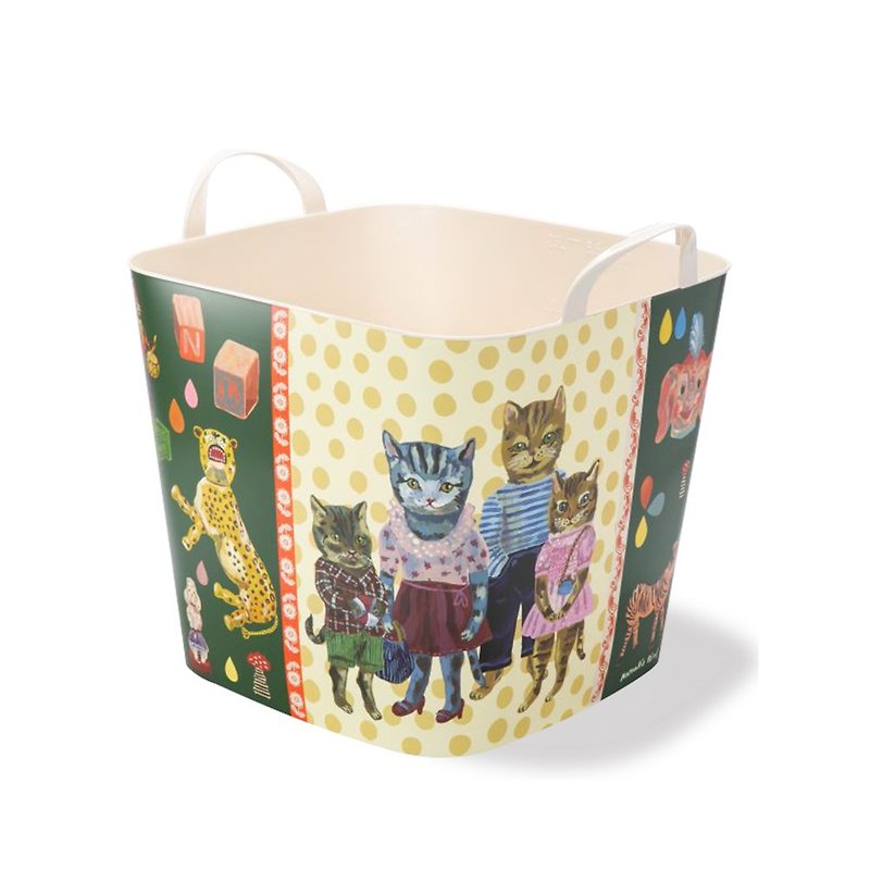 Stacksto Nathalie Lete Flower Basket - Kitten and Circus - กล่องเก็บของ - วัสดุกันนำ้ สีเขียว