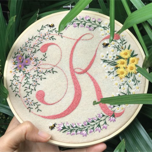 Embroidery (K) Calligraphy &amp;amp; Flowers