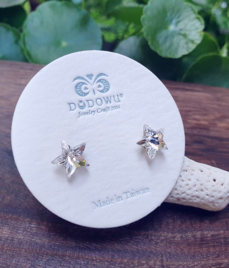 │Crystal Diamond Series│Sparkling Austrian Crystal Diamond Star Medical Steel Ear Acupuncture - ต่างหู - แก้ว สีน้ำเงิน