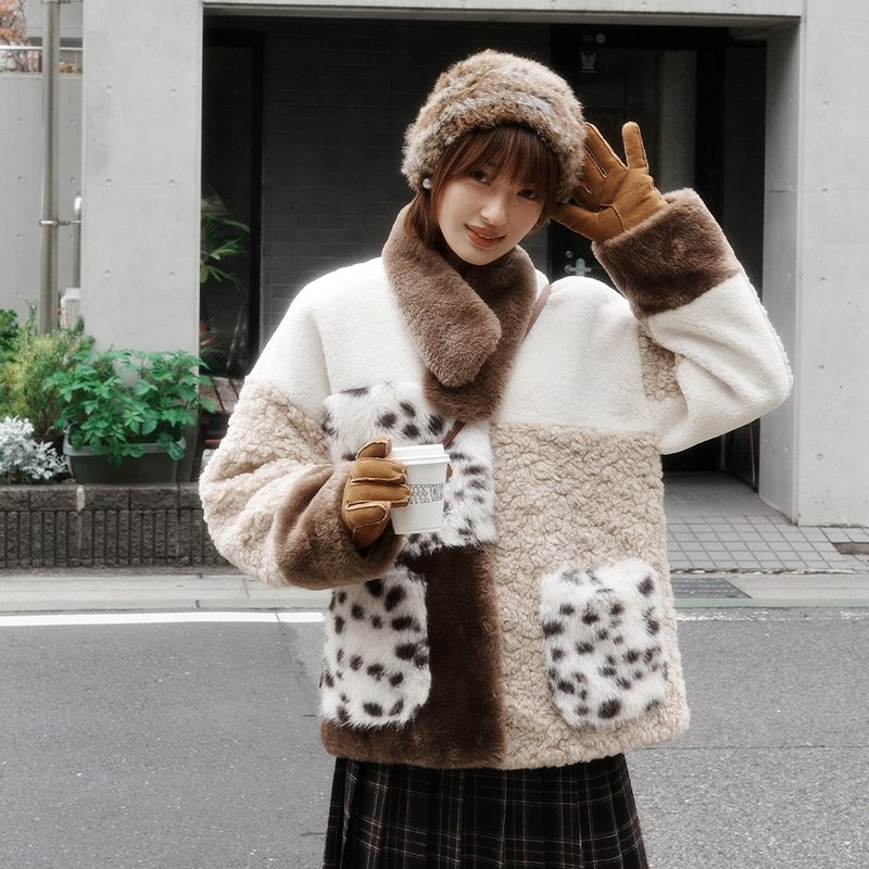 拼接毛絨外套|外套|冬款|Sora-1989 - 女大衣/外套 - 聚酯纖維 