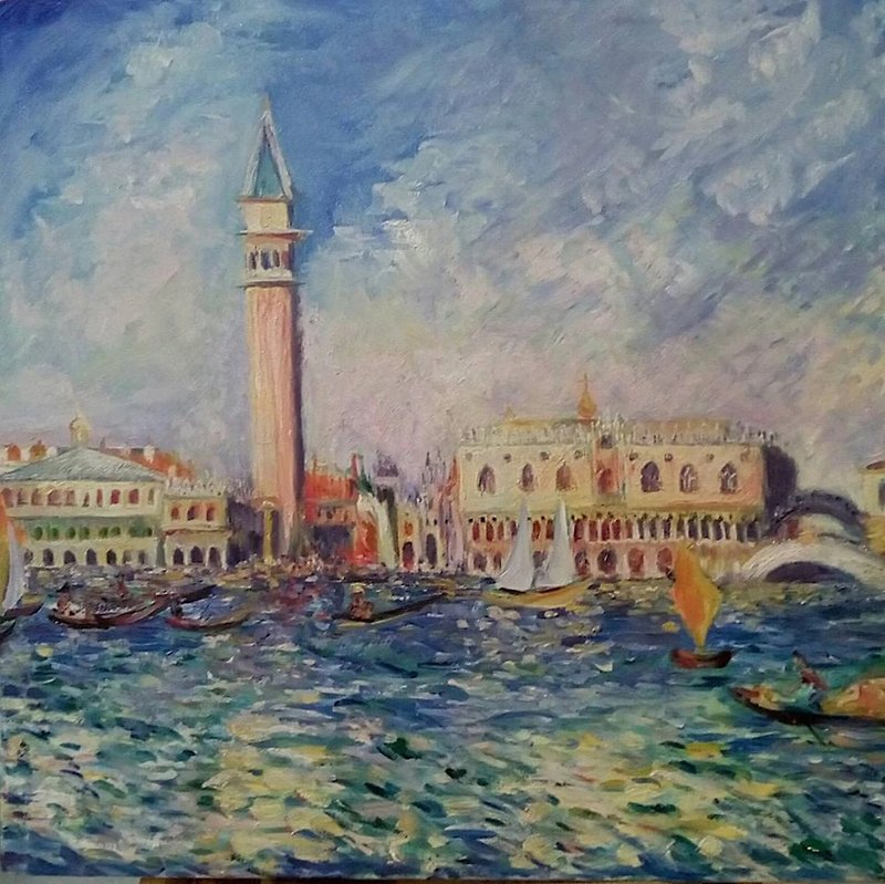 Venice Doge's Palace Impressionism Painting based on Renoir's original Urban Art - Wall Décor - Other Materials 