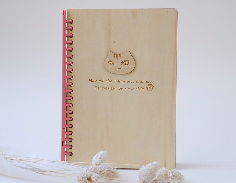 Three stripes cat A5 notebook - Notebooks & Journals - Wood Khaki