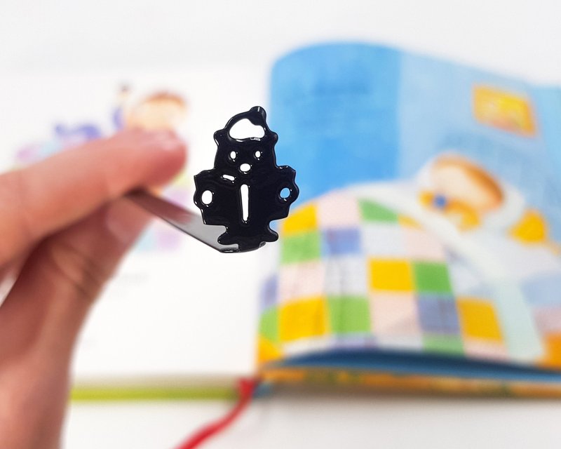 Bookmark Reading Teddy Bear, Small Bookish Gift for Bookworm - 書籤 - 其他金屬 黑色
