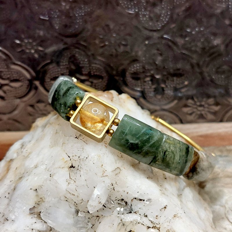 正財A+手排 | 綠髮晶 | 黃水晶 | - 手鍊/手環 - 水晶 