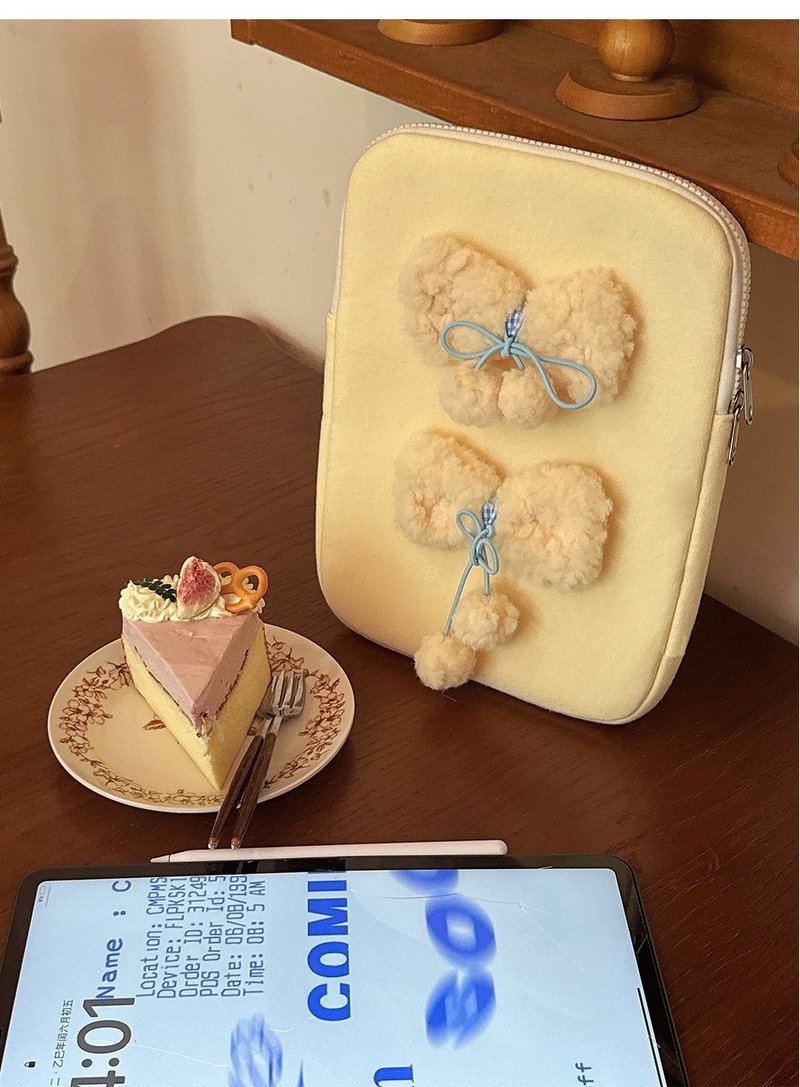 SEEUSODA/原創少女風蝴蝶結ipad平板包可愛電子書kindle收納包 - 電腦包/筆電包 - 聚酯纖維 黃色