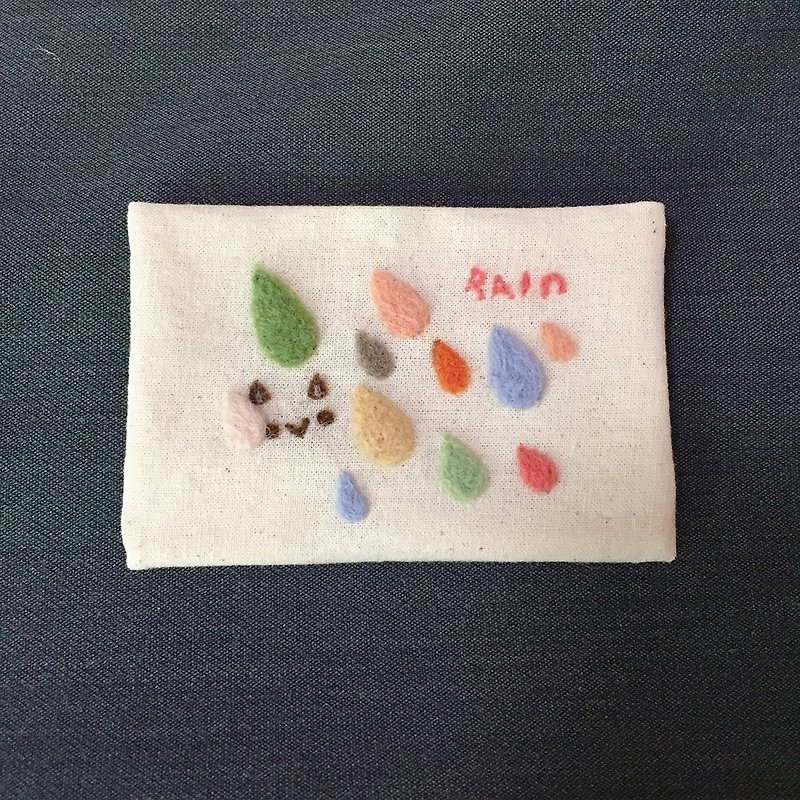 Cute Handbag Card Pack Set Bag Collection Bag Business Card Wallet Coin Purse Couple Friend Gift Gift Exclusive Cat Color Water Drop Raindrop Rain - กระเป๋าใส่เหรียญ - ผ้าฝ้าย/ผ้าลินิน หลากหลายสี
