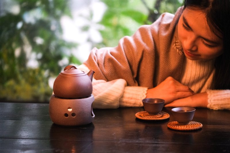 陶作坊 |冬日暖心組合: 老岩泥寶滿側把壺(火/焱/焱焱) - 茶壺/茶杯/茶具 - 其他材質 咖啡色