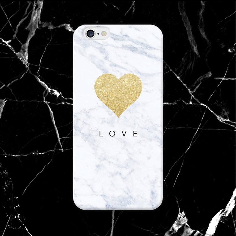Golden Heart White Marble phone case For iPhone and Samsung - Phone Cases - Plastic 